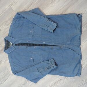 Quality Gear XLT cotton denim flannel button up shirt jacket warm thick winter